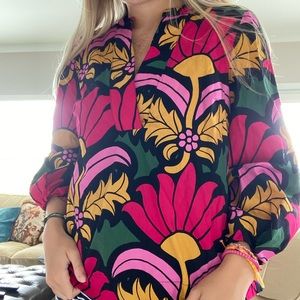 J Crew Open V Neck Poplin Top in Ratti Grandi Fiori